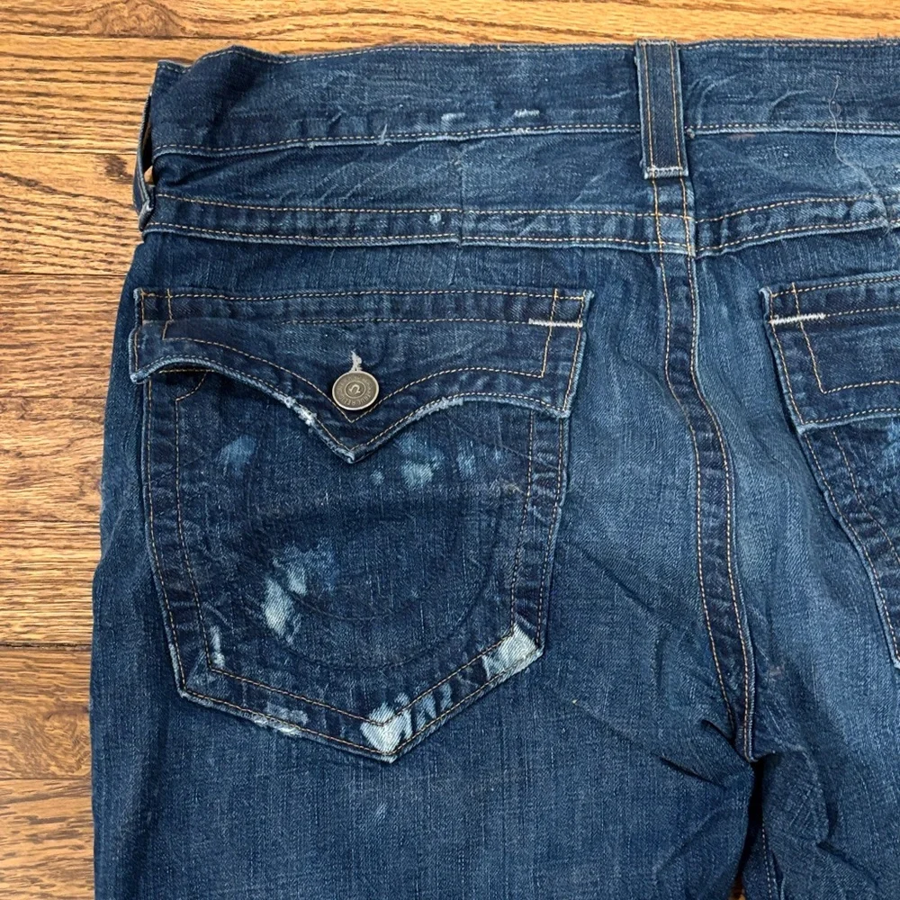 True Religion Ricky Men's Blue Distressed Jeans size 36